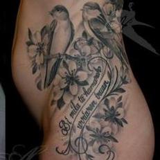 Tattoos - Black and grey birds before and after - 115564